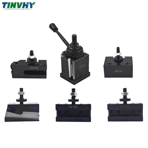 Wedge Type Quick Change Tool Post Set 250-222 for Mini Lathe and 10-15 Swing CNC Lathe Tool Holder, steel construction