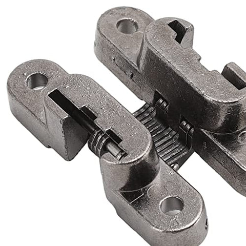 Close-up of Invisible 180 Degree Zinc Alloy Cross Hinges For Cabinets And Wooden Doors Dope Hidden Hardware 43mm Mini Door Hinges