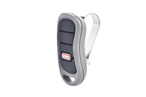 Three Button Intellicode Garage Door Opener Remote With Rolling Code Security No Fuss Auto Seek Dual Frequency Easy Install Replacement For Genie Openers Single Pack is shown on a white background.