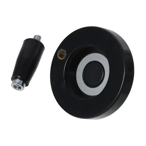 Heavy Duty 63mm Hand Wheel Revolving Crank Handle With 8mm Bore For Milling Machine Manual Feed Control Smooth Spin Adjustment Tool black and silver.