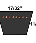 Diagram of Durable Metric Replacement Belt Rubber 17.53 X 60.27 In OC Standard Drive Timing Belt dimensions