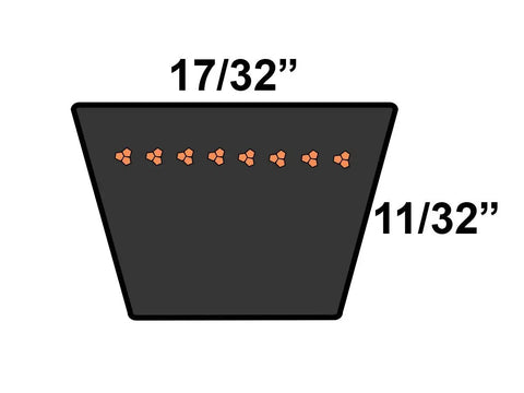 Diagram of Durable Metric Replacement Belt Rubber 17.53 X 60.27 In OC Standard Drive Timing Belt dimensions