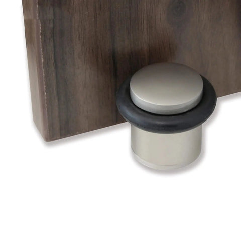 Door Stop Catch Rubber Stopper Zinc Alloy Floor Mounted Holder Protector 41mm Diameter Satin Nickel Finish Stops Door Slams