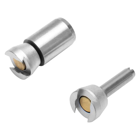 Steel rotary cutter tools with silver finish and precision blades for metalworking and machining applications, side view.