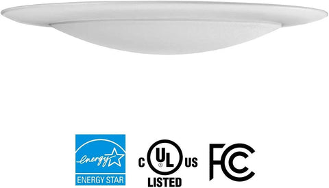 Energy Star listed 7.5 Inch Flush Mount LED Ceiling Light With Cozy 2700K Glow, 16.5W, 120W Equivalent, matte white trim