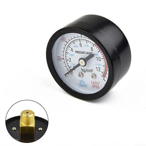 Air Compressor Pressure Gauge Quarter Inch Thread 0 To 180 PSI 0 To 12 Bar Manometer Big Easy Read Dial Home Garage Tools