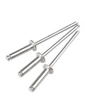 Three metal rivets from Heavy Duty Dome Head Blind Rivets Kit For Metal And Aluminum Pop Rivets Set For Furniture Caravans Trailers.