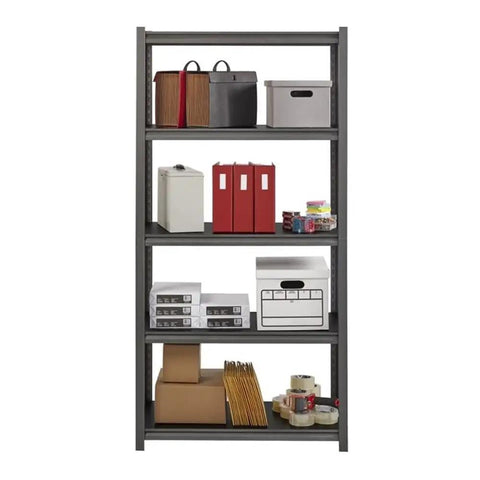 Bulletproof 3200 Lb Riveted Metal Shelving Unit 72 X 36 X 18 Inches Heavy Duty Steel Frame With Black Laminate Shelves Gunmetal Gray Finish Built Like A Tank For Garage Storage