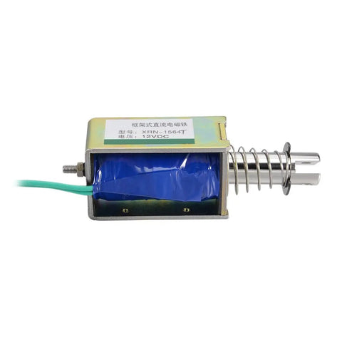 12V DC Push Pull Solenoid Electromagnet, 60N Force, 10mm Stroke, Open Frame, Spring Return Plunger, Compact Workhorse