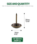 300 Piece Antique Bronze Upholstery Tacks 9/16 Inch Round Head Furniture Nails with 13/16 inch shank for DIY crafting.
