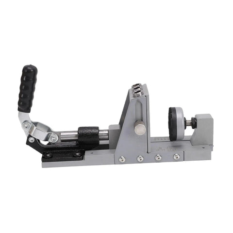 Badass One Handed Pocket Hole Jig Kit Delivering Slick Titanium Coated Drill Bits And Rugged Aluminum Frame For Fast Woodworking and Furniture Jobs That Get Done Quick And Look Damn Sharp, side view.