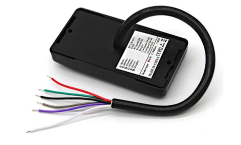 Back view of a waterproof EM ID Card Access Reader With 26 Bit Wiegand Interface showing wires for access control systems installation.