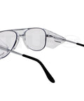 Top Shelf Aviator Safety Glasses Metal Frame ANSI Z87 DOT Approved For Motorcycles with clear lenses and black temple arms
