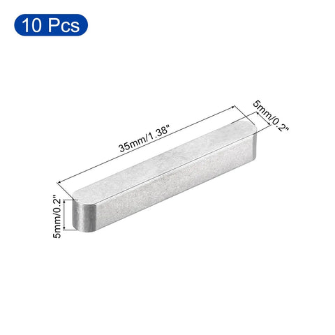 Round Ended Feather Key Set 10 Pcs Stainless Steel 5x5x35mm Shaft Key Stock For Fasteners And Machinery Heavy Duty Rust Proof Wear Resistant Drive Keys For Mechanical Projects And Industrial Use. 10 pcs 5x5x35mm stainless steel key