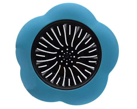 Go-To Kitchen Sink Strainer 4 Pack Silicone Drain Filters With Wide Rim 4.5 Inch Diameter, Dishwasher Safe, blue color