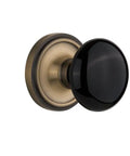 Black Porcelain Door Knob With Classic Rosette Design For Interior Doors, Timeless Vintage Style Hardware, Easy To Install Replacement Knob