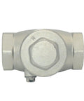 Front view of 1-inch stainless steel SS316 swing check valve, NPT female x female, CF8M, WOG 200 PSI.