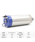 5.5KW Water Cooled Spindle Motor With ER25 Collet, 5.5KW power, operates at 24000RPM, shown with detailed specifications.