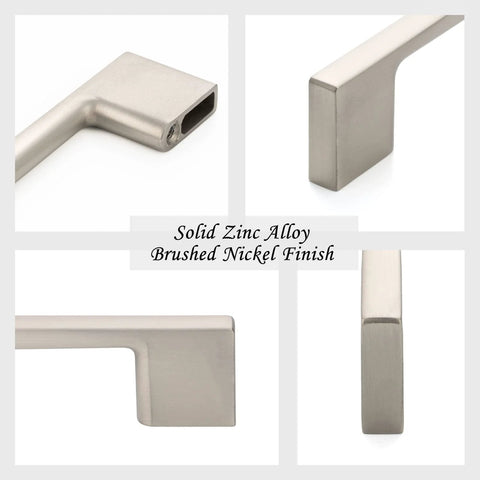 10 Pack 5 Inch Hole Center Brushed Nickel Cabinet Pulls Satin Nickel Hardware with solid zinc alloy build, multiple angles