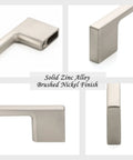 Five Pack 7.5 Inch Hole Center Brushed Nickel Cabinet Pulls featuring close-up angles of satin nickel handle details