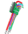 Check Out This Sick Extra Long Ball End Allen Wrench Set Covering 1.5 To 10mm Metric Hex Keys With S2 Steel Tough Build For Biking Auto Repair And Deep Hole Diy Projects That Get You Out Of Any Tight Spot Easily With Precision Colors. 10mm metric ball end hex key set with colorful S2 steel wrenches in holder