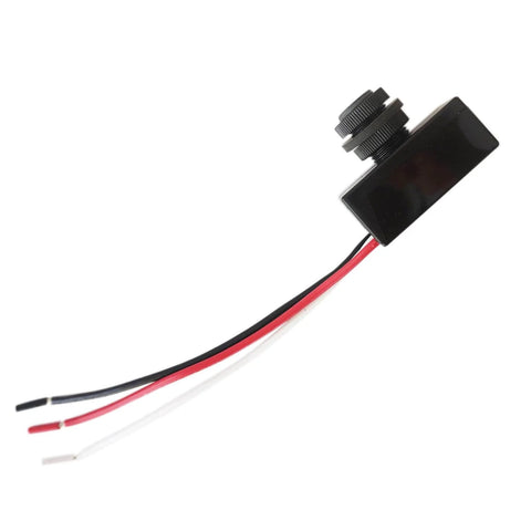 Dusk To Dawn Outdoor Photocell Sensor Switch 12V DC Auto On Off Post Lamp Light Control with exposed wires and black casing