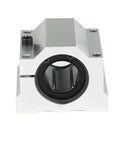 Heavy Duty Linear Guide Bushing SC10AJ SC12AJ Precision Slider Bearing Unit for 10mm rods, cold forged steel, front view.