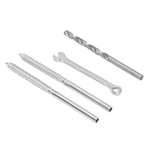 316 Stainless Steel Swage Lag Screw Kit Includes wrench and drill bit for one eighth inch cable railing hardware