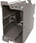 Retrofit Single Gang Wall Box for Stud or No Stud Install Old Work Electrical Box with One And A Half Inch Toggle Depth for Smart Devices Outlets or Switches Heavy Duty Mount Supports Up to 50 Pounds, gray plastic
