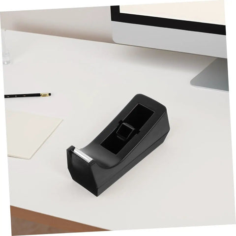 Six Station Blue Desktop Tape Dispenser Set With Six Premium Adhesive Rolls For Legit Heavy Duty Packing Smooth Desk Organization And No Sweat Sealing Top Shelf Workspace Solution on a white desk.