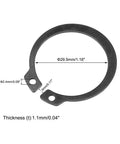 35.5mm External Circlips C Clip Retaining Rings for Shafts Kit in 65Mn Steel, showing measurements and design details