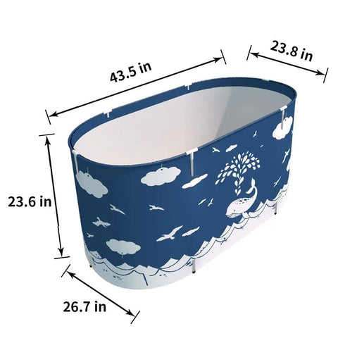Portable Foldable Bath Tub For Tiny Bathrooms With Thermal Foam Insulation Eco Friendly Soaking Tub For Shower Stalls XL Blue Whale Size