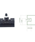 Premium 250101 Quick Change Tool Post Holder For Lathe Operations with dimensions and steel construction