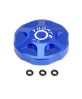 Blue aluminum Front Fork Cap Suspension Cover For Mountain Bikes Aluminum Alloy Air Chamber Guard Protects Your Front Fork And Valve Easy Install Durable Shield For Gnarly Trails with three washers.