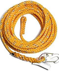 Heavy Duty Five Eighths Inch Poly Rope Workhorse With Snap Hook End Two Hundred Foot Self Locking Carabiner Included, coiled view