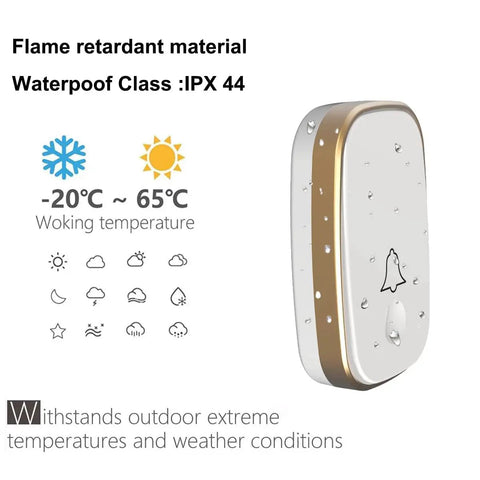 Wireless Doorbell With 1000ft Range And 5 Volume Levels Including Mute Mode, LED Halo And Strobe Alerts, weatherproof design