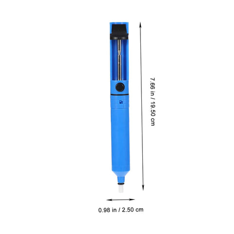 Blue handheld Desoldering Gun Solder Sucker Pen Set 2 Pack Vacuum Solder Removal Tool for PCBs with dimensions