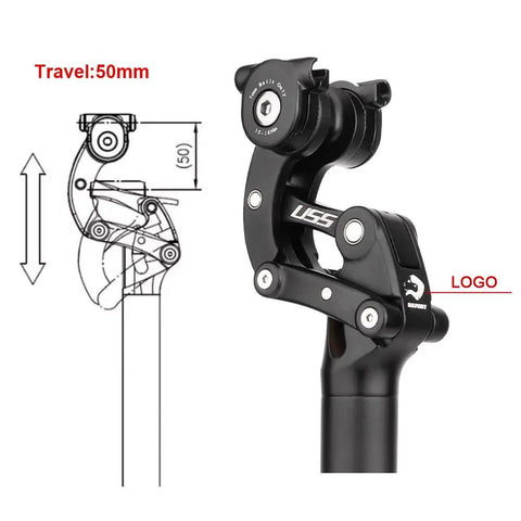 Suspension Seatpost With Six Diameter Options 27.2mm 28.6mm 30.4mm 30.9mm 31.6mm 33.9mm Fits Most Mountain And Road Bikes