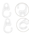 Close-up of 40 Pack Plastic Curtain Hooks for Shower and Window Drapery, Silent Glide and Flexible Compatibility, small clips, easy install.