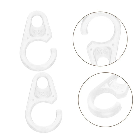 Close-up of 40 Pack Plastic Curtain Hooks for Shower and Window Drapery, Silent Glide and Flexible Compatibility, small clips, easy install.