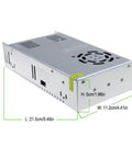 Dc 24V 15A 360W Plug And Play Power Supply Universal Regulated Switching Transformer Adapter with dimensions labeled