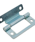 Heavy Duty Cranked Flush Cabinet Hinge 50x23mm Zinc Plated with screws, sturdy steel, ideal for mobile home and cupboard doors, single hinge