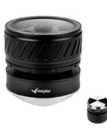 Universal 58mm Espresso Coffee Distributor With Gravity Tumbler For Standard Portafilters, black and silver precision tool.