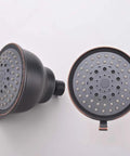 Dual Shower Head System With Shut Off Valve And Shower Arm Twin High Pressure Five Function Sprayers In Oil Rubbed Bronze close-up