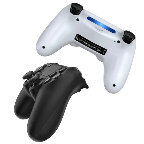 Two Pack Wireless Controllers For PS4 Pro And Slim Black White Color With Dual Vibration, rear and front view