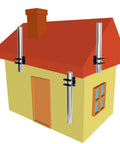 Illustration of house with 4 Pack Pole Mounting Kit With Mast Brackets for attaching poles to house siding