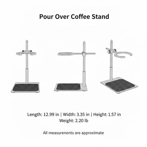 Adjustable Pour Over Coffee Stand Built From Premium Wood And Rock Solid Alloy Fits Travel Mugs Carafes hassle free dripper holder dimensions and features