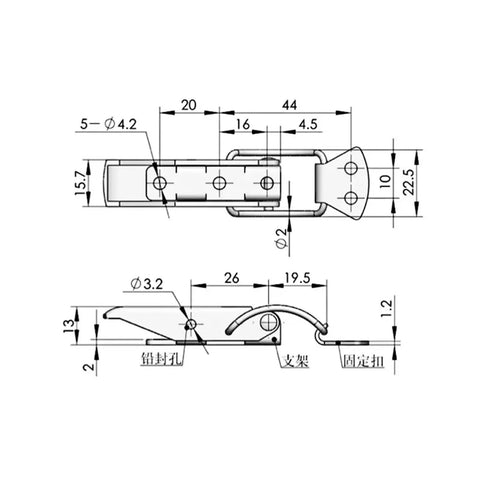 Top Grade 304 Stainless Steel Spring Hasp Lock For Heavy Duty Chassis Cabinets And Toolbox Drawers With secure toggle latch dimensions diagram.