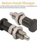 Heavy Duty Stainless Steel Ball Nose Spring Plunger Push Fit Retract Index Pin For Precision Positioning Built Tough For Smooth Industrial Machinery M16 Thread, featuring return knob plunger design.