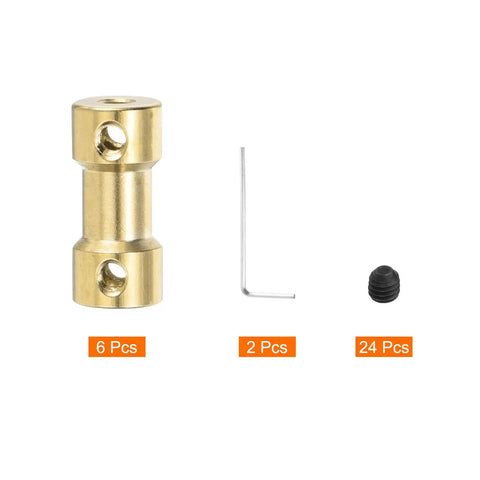 Brass Shaft Coupler Set Six Pieces 2Mm To 5Mm With Screws And Hex Wrench Flexible Motor Shaft Joint Connector For RC Cars Models And Wheels In Robots And Other Model Vehicles brass coupler with hex wrench and screw